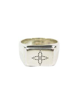 Louis Vuitton Polished Signet Ring Monogram Flower Perforated Silver